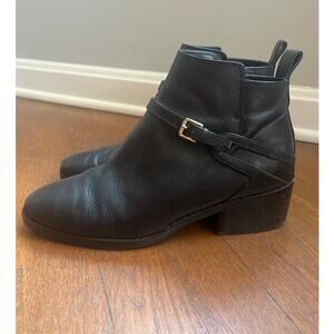 Cole Haan Etta II Black Leather Ankle Bootie with Buckle Strap Size 8.5